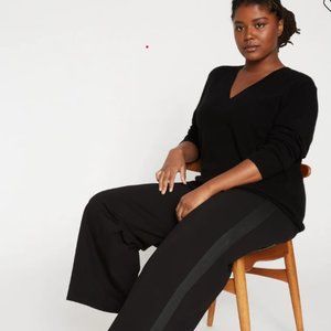 Universal Standard Stephanie Wide Leg Pants Black with Black Stripe NWT  US SZ M